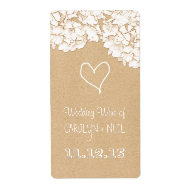 Rustic Hydrangeas Floral Wedding Wine (Front)