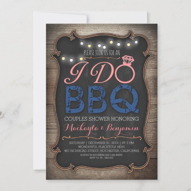 rustic I do BBQ couples shower invitation (Front)