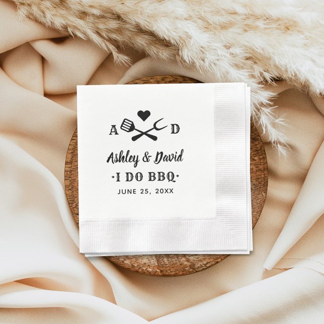 Rustic I Do BBQ Custom Wedding Monogram Napkin (Creator Uploaded)