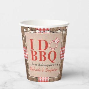 Rustic I Do BBQ Engagement Party Couples Shower Paper Cups
