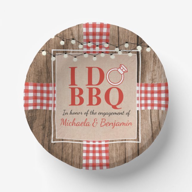 Rustic I Do BBQ Engagement Party Couples Shower Paper Plate (Front)