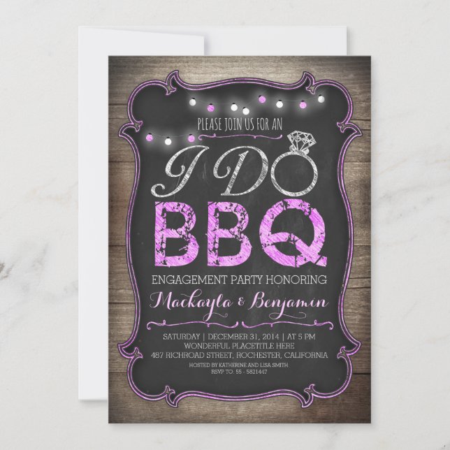rustic I do BBQ engagement party invitation (Front)