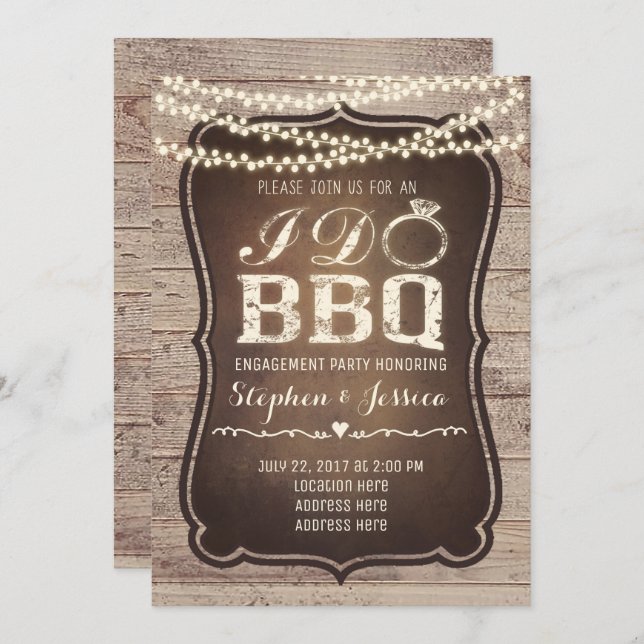 Rustic I Do BBQ Engagement Party Invitation (Front/Back)