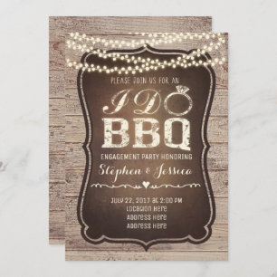 Rustic I Do BBQ Engagement Party Invitation