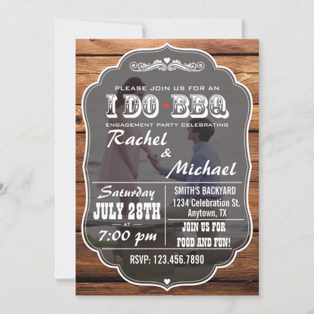 Rustic I Do BBQ Photo Invitation (Front)