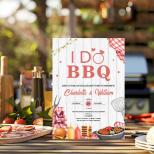 Rustic i Do BBQ Plaid Engagement Party Invitation