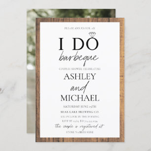 Rustic I DO BBQ Simple Script Photo Shower Invitation
