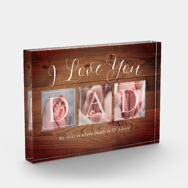 Rustic I Love You Dad Photo Block (Left)