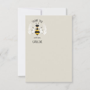 Rustic Illustrated Bee Flat Thank You Note Card