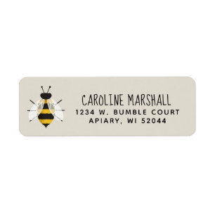 Rustic Illustrated Bee Return Address Label