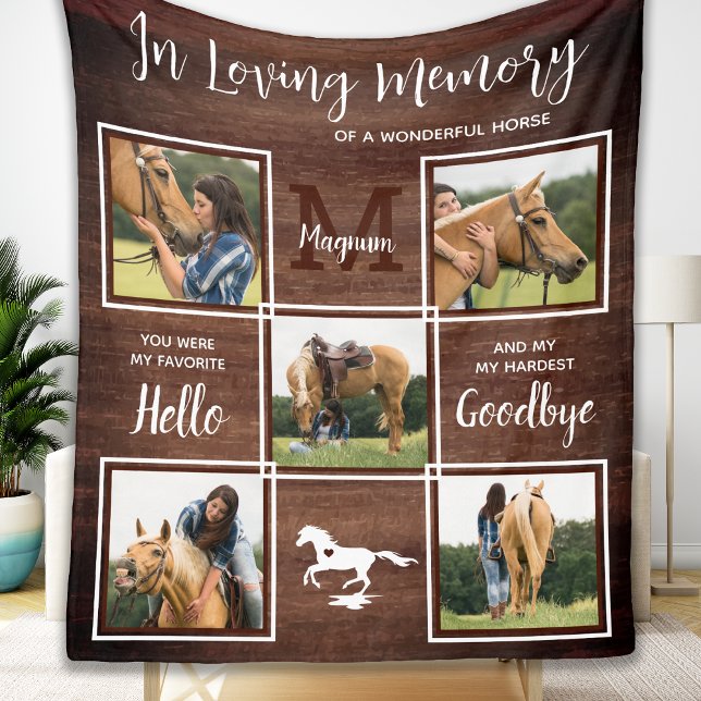 Rustic In Loving Memory Horse Memorial Photo Fleece Blanket (Creator Uploaded)