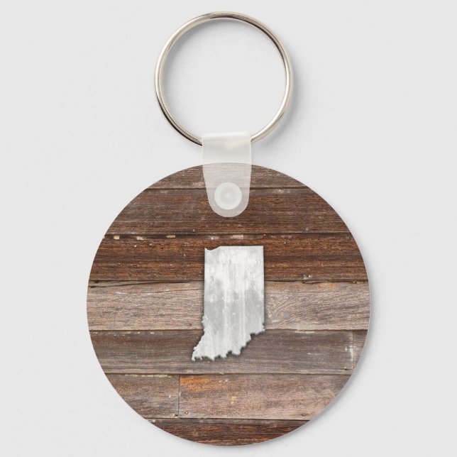 Rustic Indiana on Brown Boards Key Ring (Front)