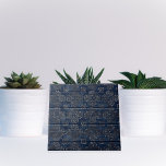 Rustic Indigo Blue Damask On Scratched Wood Tile<br><div class="desc">Unique decorative tile design featuring a vintage white damask pattern on a scratched wooden background texture.</div>