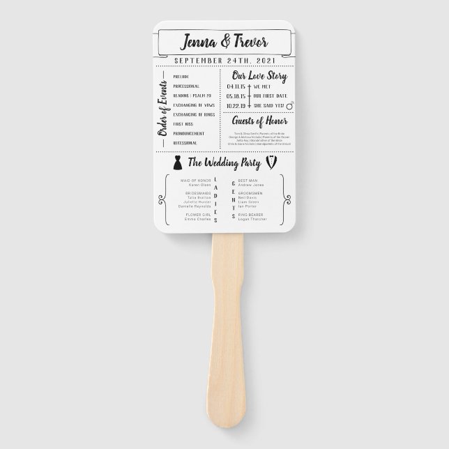 Rustic Infographic Fun Program Hand Fan (Front)
