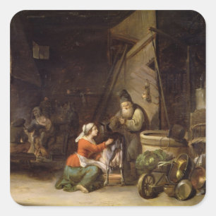 Rustic Interior Square Sticker