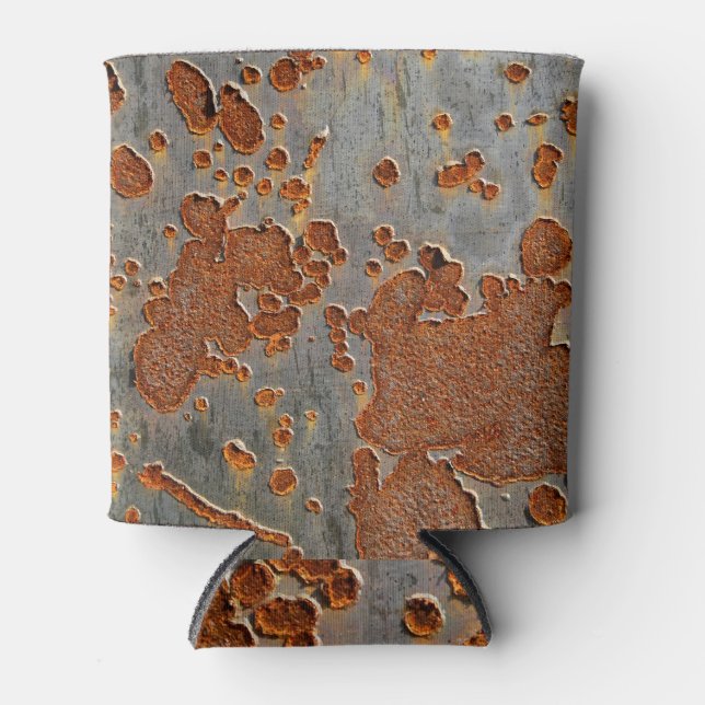 Rustic Iron: Yellow Mottled. Can Cooler (Front)