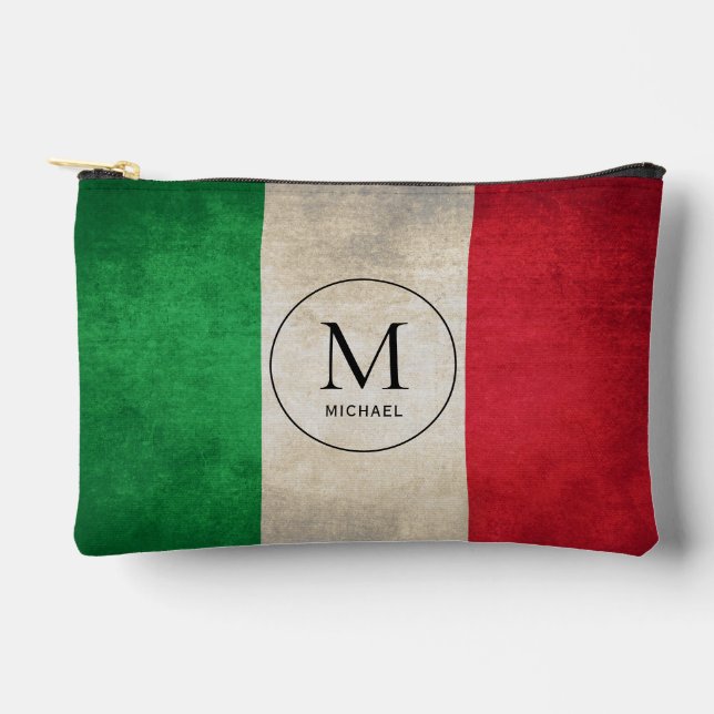Rustic Italian Flag monogram Accessory Pouch (Front)