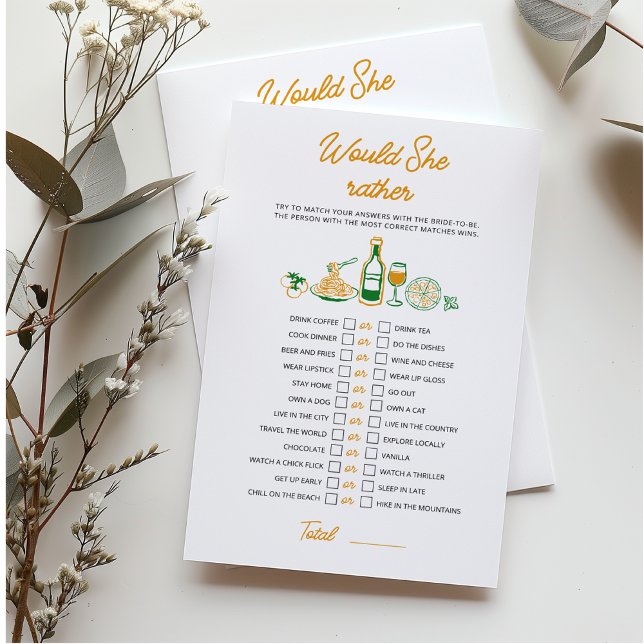 Rustic Italian Hand drawn Would She Rather game (Creator Uploaded)