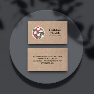 Rustic Italian Restaurant   Kraft Style Salad Logo Business Card