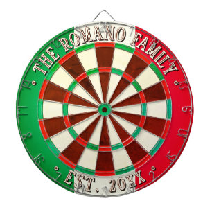 Rustic Italy Flag Colours - Custom Name & Year Est Dartboard