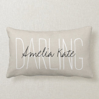 Rustic Ivory Darling Monogram Lumbar Cushion