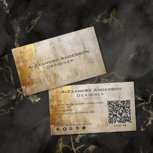 Rustic Ivory Gold Glitter Abstract Professional Business Card