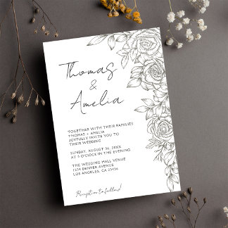 Rustic Ivory Magnolia Floral Wedding  Invitation