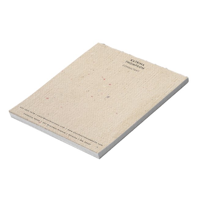 Rustic Ivory Paper Minimalist Business Corporate  Notepad (Rotated)