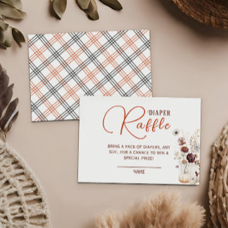 Rustic Ivory Pumpkin Floral Diaper Raffle Enclosure Card