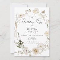Rustic Ivory Wildflower Wreath Birthday Party