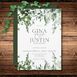 Rustic Ivy & Sage Greenery Green Wedding Invitation