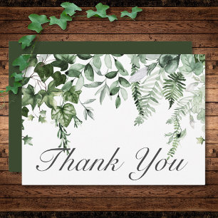 Rustic Ivy & Sage Greenery Green Wedding Thank You Card