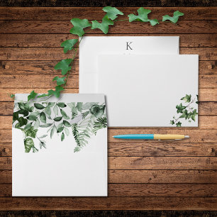 Rustic Ivy & Sage Greenery Monogram Wedding Envelope