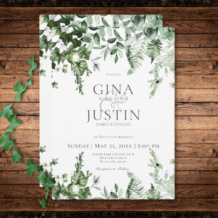 Rustic Ivy & Sage Greenery Wedding Invitation