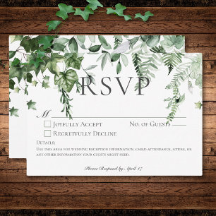 Rustic Ivy & Sage Greenery Wedding No Dinner RSVP Card