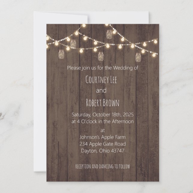 Rustic Jar Barn Wedding Invitation (Front)