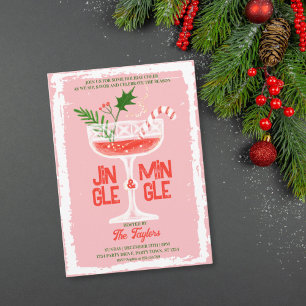 Rustic Jingle and Mingle Christmas Cocktail Party Invitation