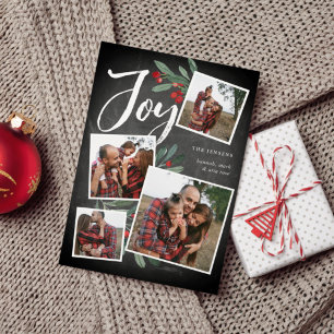 Rustic Joy   Christmas Photo Collage Holiday Card