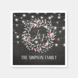 Rustic Joy FestiveChristmas Wreath Napkin