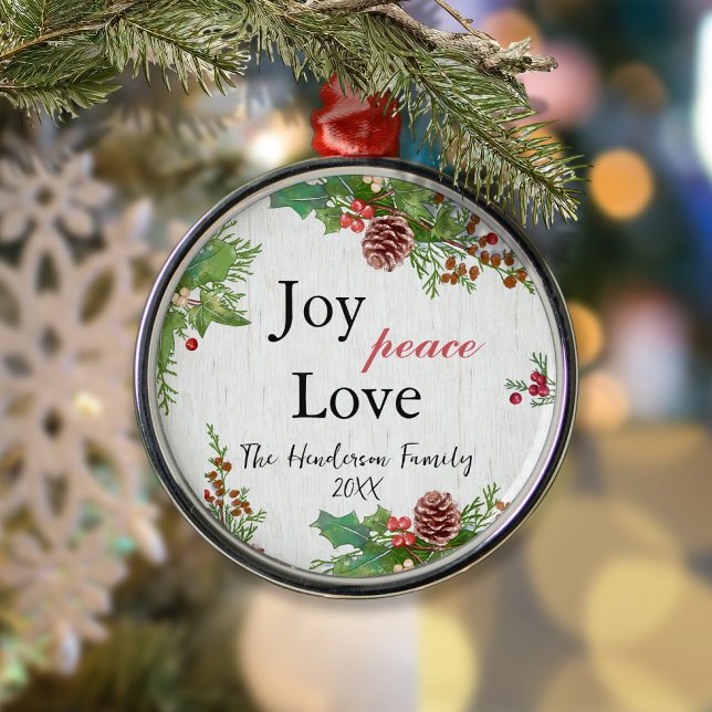 Rustic Joy Peace Love Christmas Family  Metal Tree Decoration (Creator Uploaded)