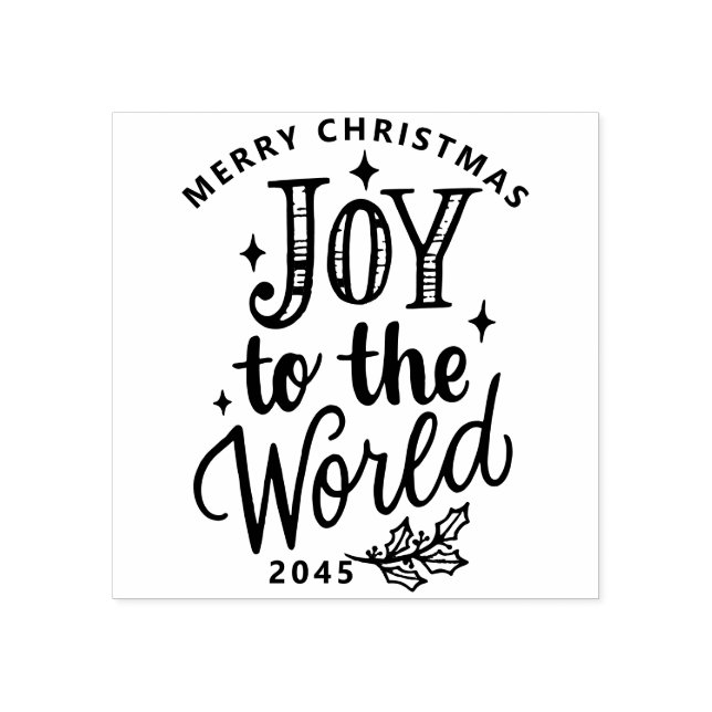 Rustic Joy to the World Christmas Lettering Rubber Stamp (Imprint)
