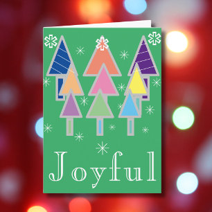 Rustic, Joyful Holiday Script Name Green Christmas Card