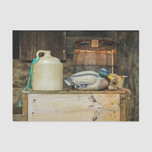 Rustic Jug Duck Decoy Photo Tissue Paper (Front)