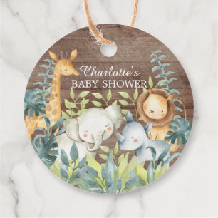 Rustic Jungle Baby Shower Favour Gift Tag