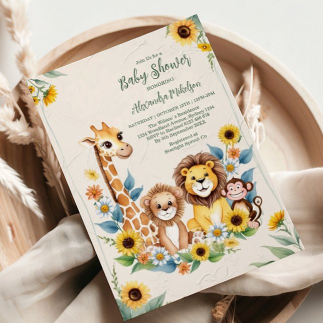 Rustic Jungle Safari Animals Baby Shower Invitation (Creator Uploaded)