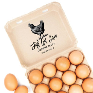 Rustic Just Got Laid Chicken Egg Stamp
