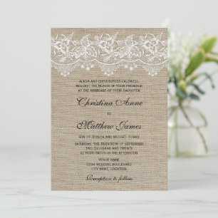 Rustic Jute and Lace Wedding Invitation