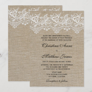 Rustic Jute and Lace Wedding Invitation
