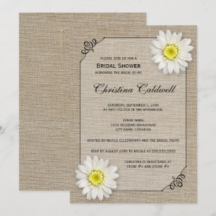 Rustic Jute and White Daisy Bridal Shower Invitation