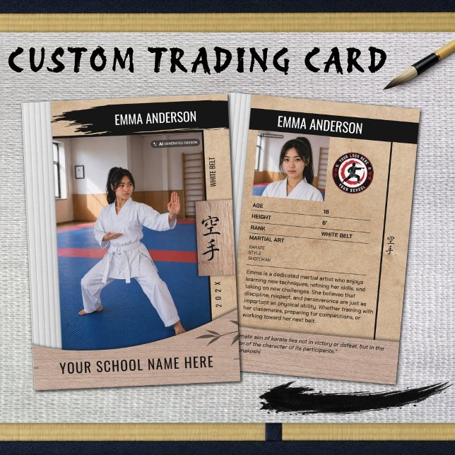 Rustic Karate White Belt Wood Trading Card (Celebrate the beginning of a lifelong martial arts journey with a custom White Belt card.)